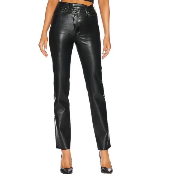 NWOT Revolve AGOLDE Recycled Leather Criss Cross Straight Pants in Detox Sz 30 - Picture 2 of 16